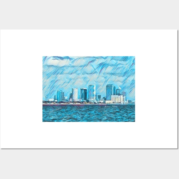 Tampa Skyline, Tampa Skirt, Top, Mugs, Scarf, Tampa Bay, Tampa Water View, Tampa Skyline Art, Tampa Pillow, Floor Pillow, Duvet Cover, Tote Bag Wall Art by roxanegabriel